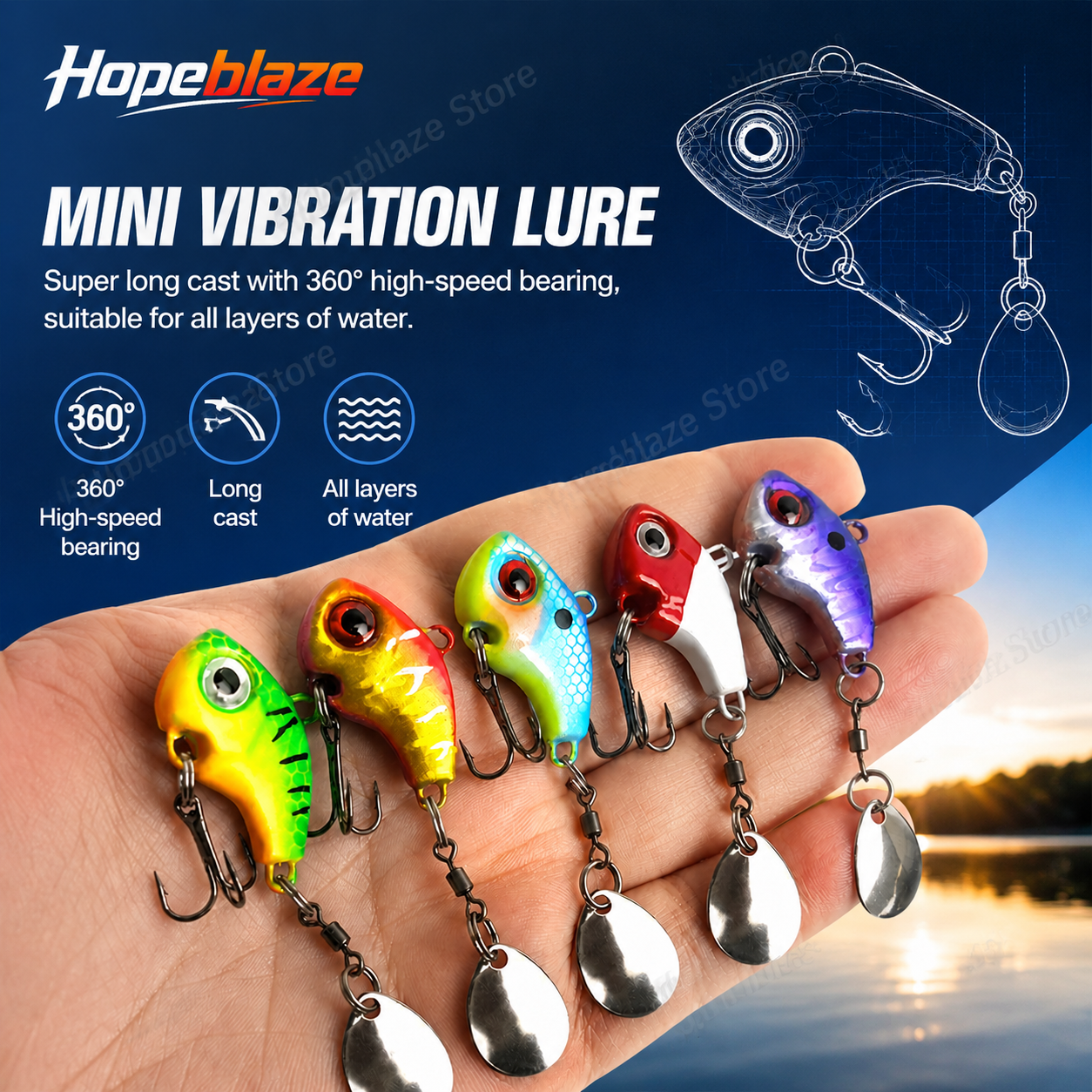 Hopeblaze 5pcs vibrating VIB f - Fishing Lure Swimbait recension och pris